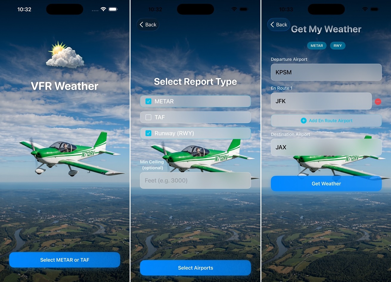 <h2>VFR Weather</h2><div class='slide-content'><p><span class='highlight'>VFR Weather.</span></p>
<p><span class='highlight'>Simple aviation weather at your fingertips.</span></p></div>